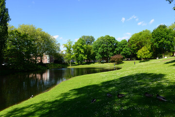 Beautiful spring park with lake, Germany