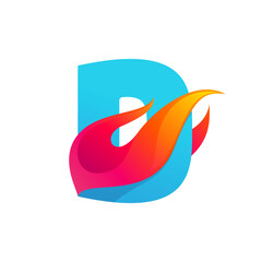 Letter D logo with fast speed fire.