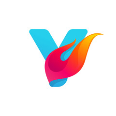 Letter Y logo with fast speed fire.