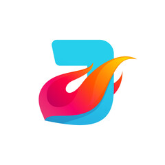 Letter J logo with fast speed fire.
