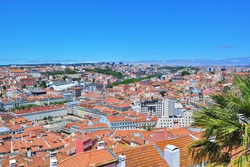 Fototapeta na wymiar View over the tagus river and the bridge, Lisbon, Portugal