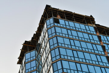Building residential appartment building with glass windows