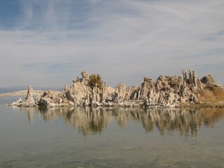 Lake view with tufa formations, South Tufa area, Mono Lake Tufa State Natural Reserve, California,...