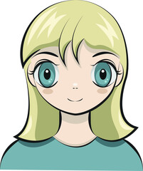 Fototapeta premium Anime blond girl avatar vector