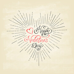 Calligraphic Valentines headline in the form of heart. Hand drawn elements. Vector illustration.