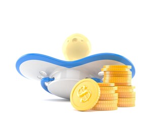Pacifier with stack of coins
