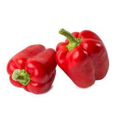 Fresh red bell pepper isolated on white background close-up