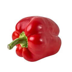 Fresh red bell pepper isolated on white background close-up