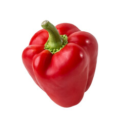 Fresh red bell pepper isolated on white background close-up