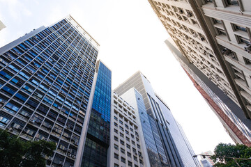 Fototapeta na wymiar Modern Business Skyscrapers of Rio Branco Avenue in Rio de Janeiro City Downtown