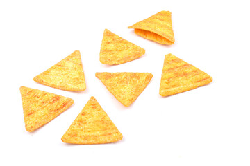 nacho chips isolated on white background
