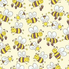 Seamless pattern with bees