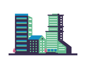 Obraz premium buildings constructions with trees city scene