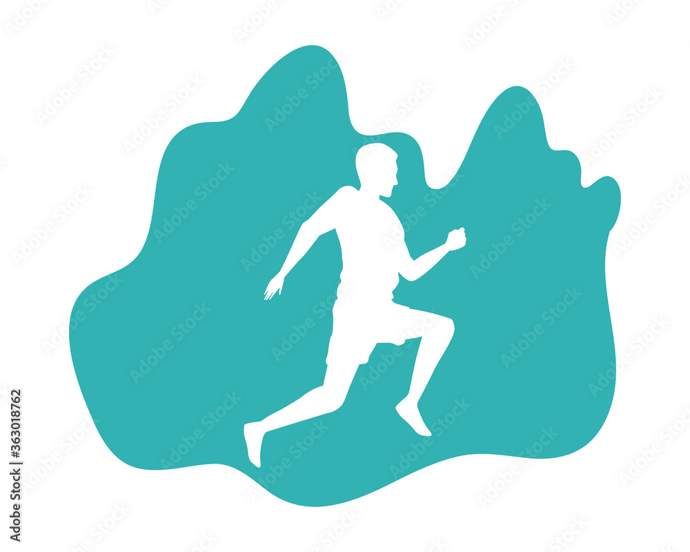 Sticker silhouette of athletic man running