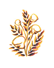 Hand drawn yellow flowers. Market illustration bouquet for card or decoration