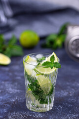 Summer cocktail with lime and mint