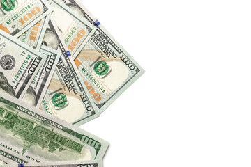 Us dollar bill. Washington American cash. Falling usd money isolated on white background.