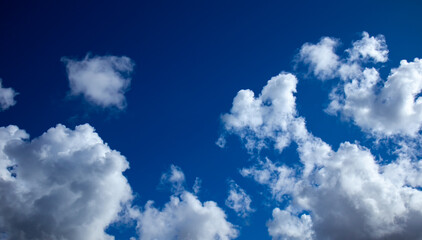 deep blue sky with clouds, cloudy skyscape background photo