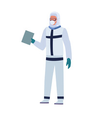 professional doctor wearing biosafety suit character