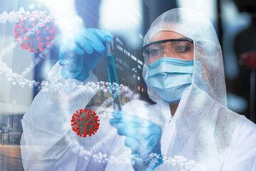 Medical science laboratory. Concept of bacteria research against covid-19 coronavirus