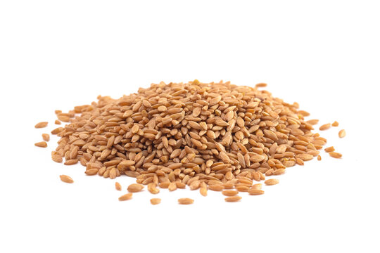 Pile of Organic Einkorn Rice Isolated on a White Background
