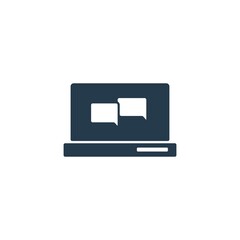 Laptop with speech bubble symbol. Online communication, chatting icon.