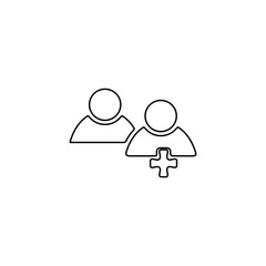 Add new user to group icon illustration isolated on white background.