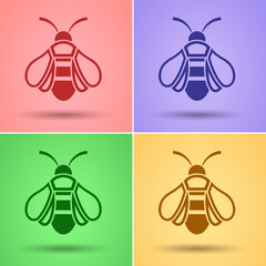 Honey Bee icon, Flat style, vector