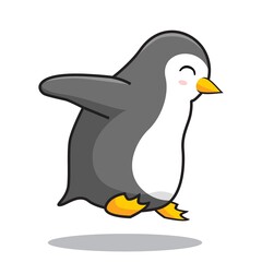 Penguin Jump Cartoon Animals Jumping Illustration