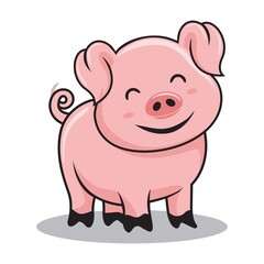 Obraz na płótnie Canvas Pig Cartoon Cute Swine Illustration