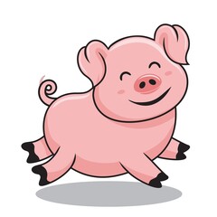 Obraz na płótnie Canvas Pig Jumping Cartoon Swine Jump Illustration