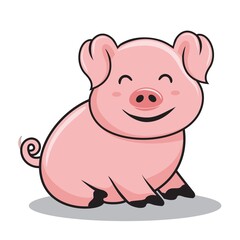 Obraz na płótnie Canvas Pig Cartoon Cute Swine Illustration
