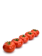 diagonal number and five ripe tomato