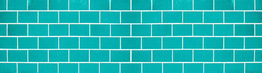 Abstract colorful aquamarine turquoise (trendcolor) seamless brick tiles wall texture banner...