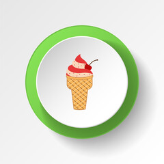 ice cream strawberry colored button icon. Element of ice cream illustration icon. Signs and symbols can be used for web, logo, mobile app, UI, UX