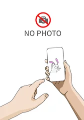 Fotobehang information app. Illustration of hand gestures using smartphones. © Tuna salmon
