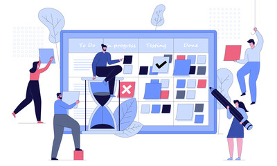 Vector character illustration of task management, time planning