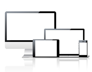 Vector device set isolated on white background.