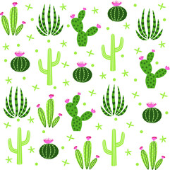 Seamless pattern of cactuses