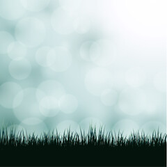Obraz premium Vector background with grass and bokeh.