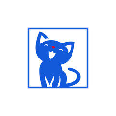 black cat with a blue eyes vector icon