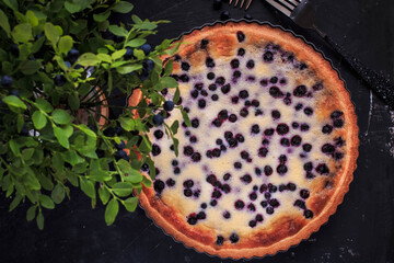 Homemade Blueberry Custard Pie.  Creamy Blueberry Tart. Blueberry Mascarpone Tart. 