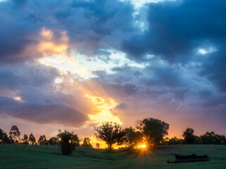 Fototapeta na wymiar Dramatic Sunset over Parkland
