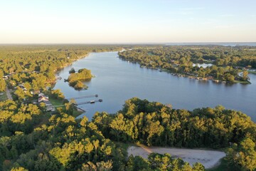 Aerial Drone View Of Lake