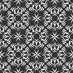 Foto op Canvas Black and white background pattern. Flat seamless floral pattern. Vector image background © PETR BABKIN