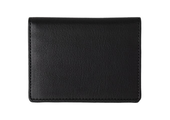 Black leather wallet on white background