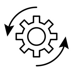 gear machine work with arrows around line style icon