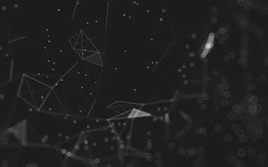 Abstract background. Molecules technology with polygonal shapes, connecting dots and lines. Connection structure. Big data visualization.