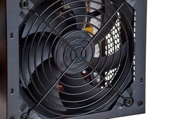 the cooling fan in the housing of the computer power supply, quiet and silent computer cooling system