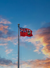Bermuda Flag Over Sunset
